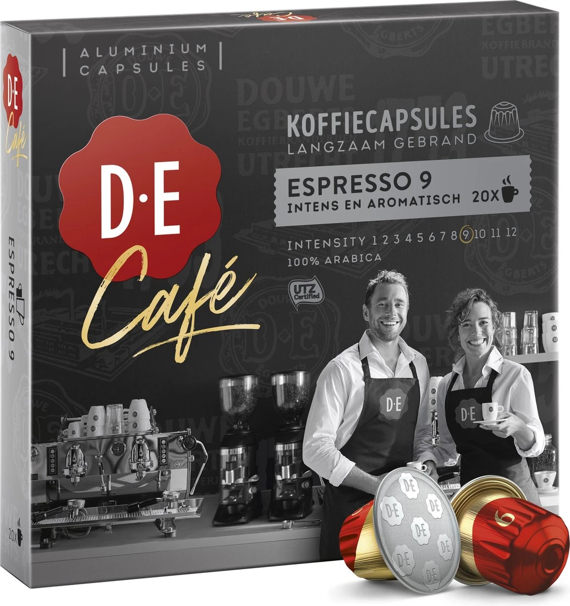 Douwe Egberts D.E Café Espresso Koffiecups - Intensiteit 9/12 - 10 X 20 Capsules - Afbeelding 2