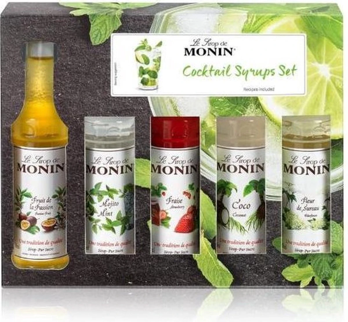 Monin Cadeau 10 Smaken Geschenkverpakking + Cocktailverpakking VOORDEEL PACK 10 Flesjes 5cl - Afbeelding 3