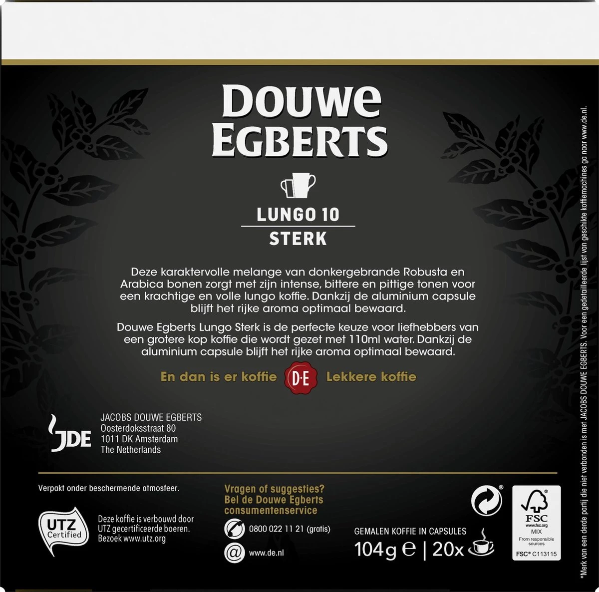 Douwe Egberts Lungo Sterk (10) - 10 X 20 Koffiecups - Afbeelding 3