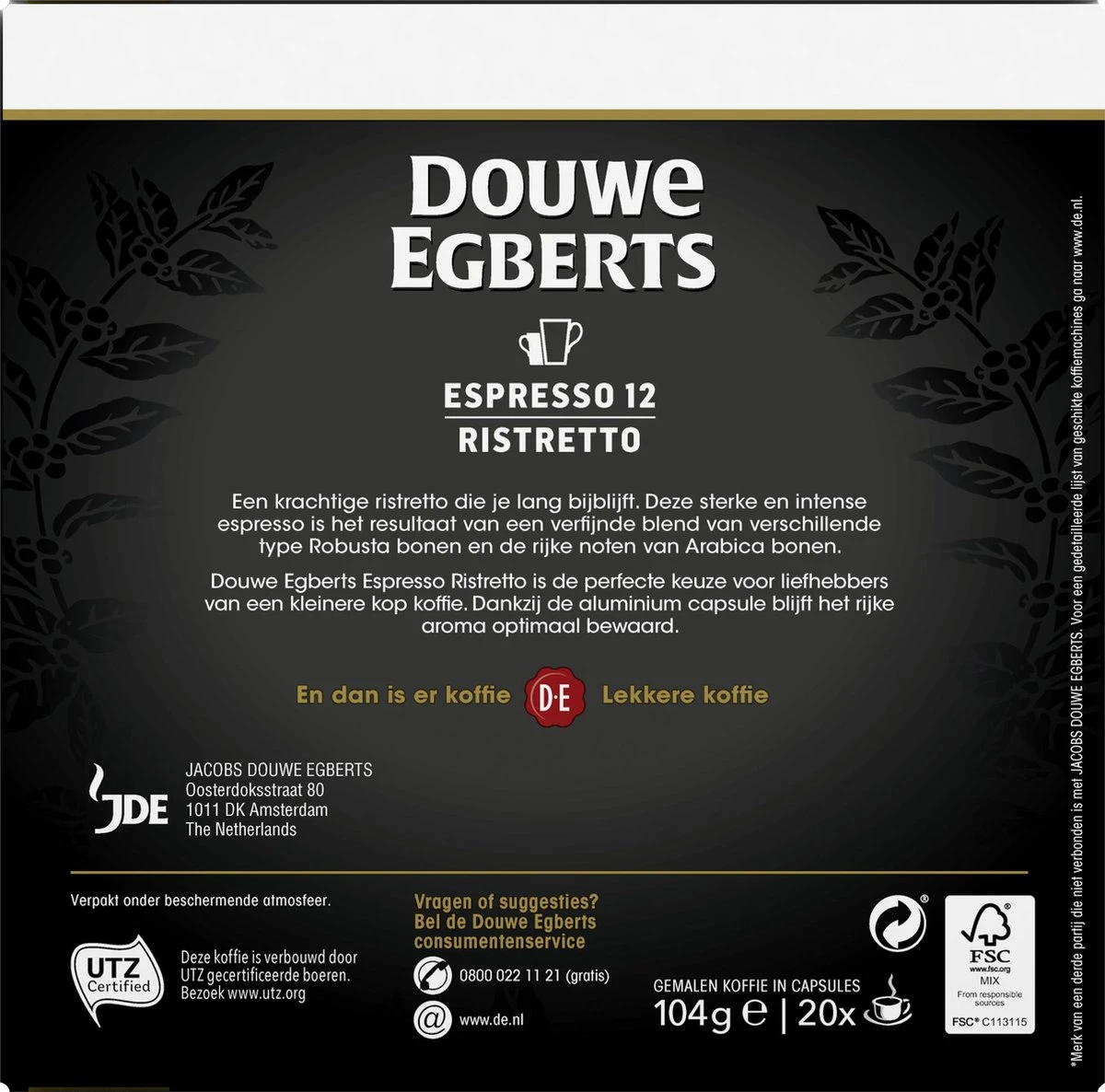 Douwe Egberts Espresso Ristretto (12) - 10 X 20 Koffiecups - Afbeelding 3