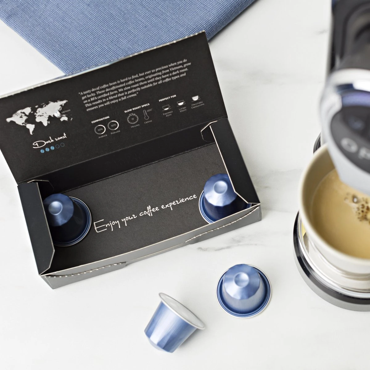 Aroma Club - Nespresso Compatible Capsules (120 St.) - No. 5 Decaf John - Intensiteit 3/5 - Decaf - 100% Aluminium Koffiecups - Afbeelding 3