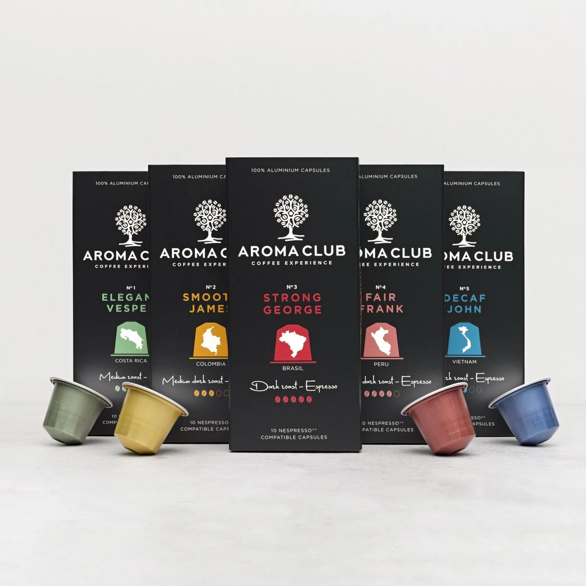 Aroma Club - Nespresso Compatible Capsules (120 St.) - No. 5 Decaf John - Intensiteit 3/5 - Decaf - 100% Aluminium Koffiecups - Afbeelding 6