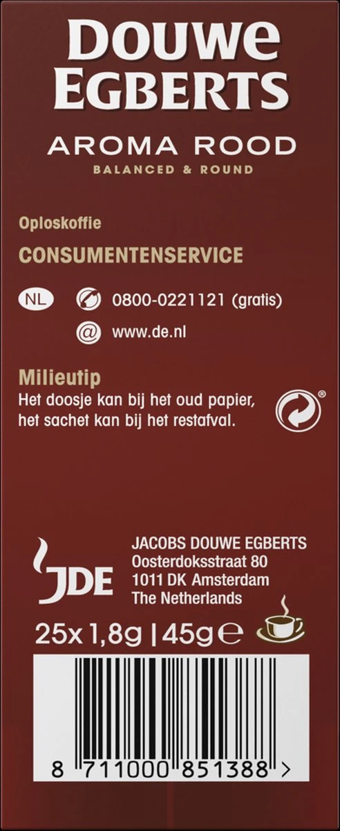 Douwe Egberts Aroma Rood Sticks Oploskoffie - 6 X 25 Zakjes - Afbeelding 5