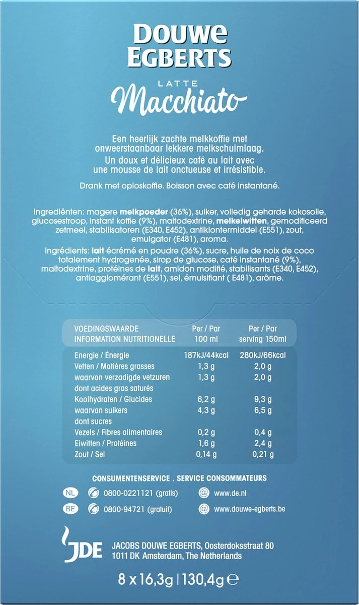 Douwe Egberts Verwenkoffie Latte Macchiato Oploskoffie - 5 X 8 Zakjes - Afbeelding 3