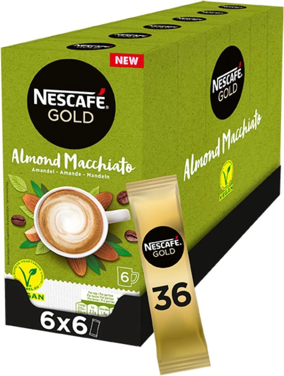 Nescafé Gold Almond Macchiato Oploskoffie - 6 Doosjes à 6 Zakjes - Afbeelding 2