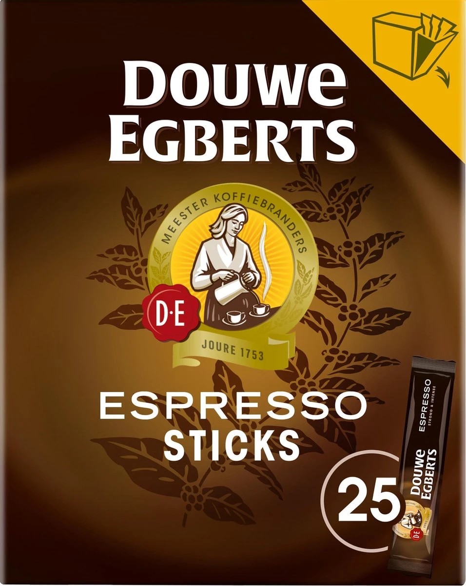 Douwe Egberts Espresso Sticks Oploskoffie - 6 X 25 Zakjes - Afbeelding 2