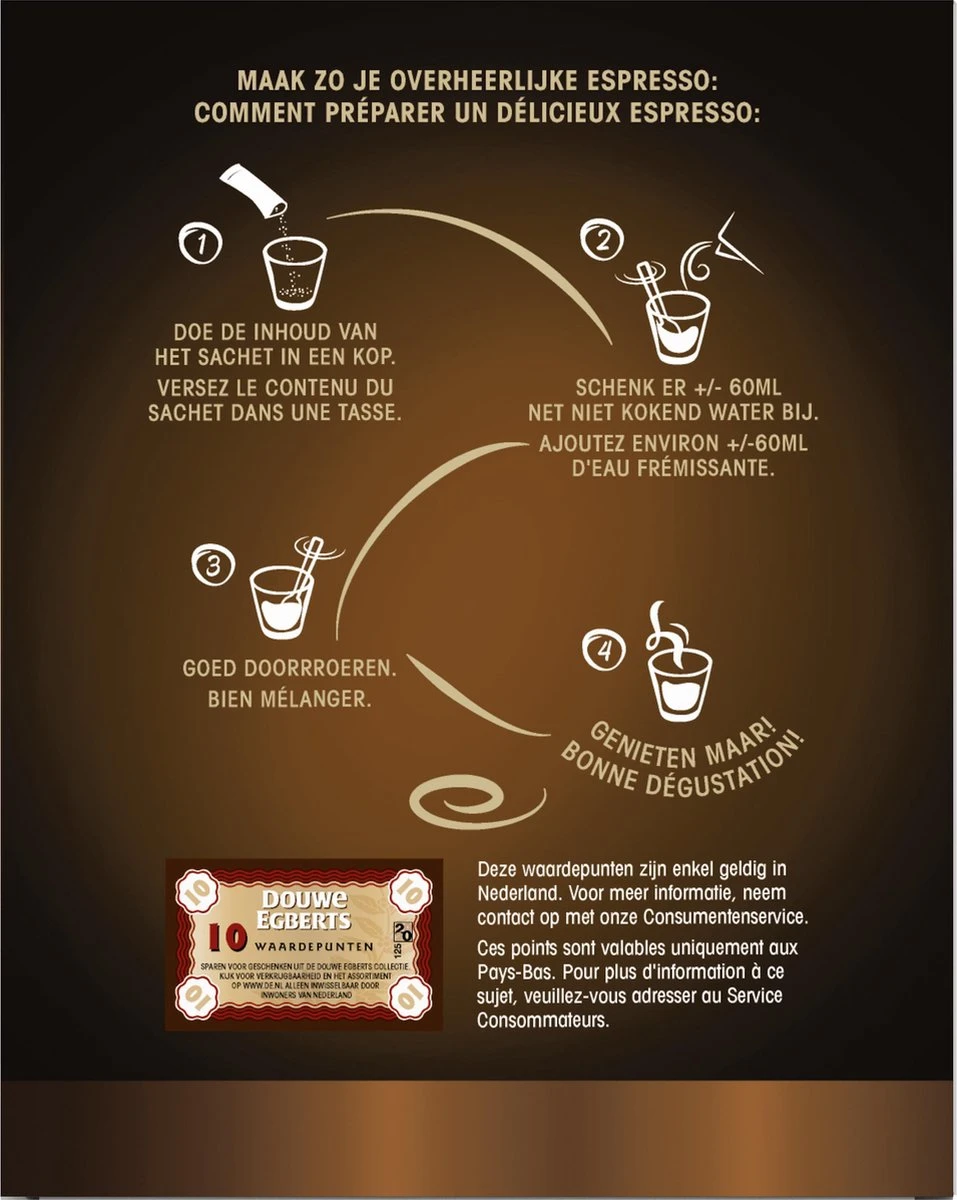 Douwe Egberts Espresso Sticks Oploskoffie - 6 X 25 Zakjes - Afbeelding 3